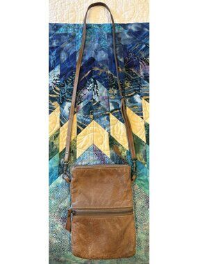 Myra Bag Women's Western Style Crossbody Cowhide Leather Purse Bag Brown Beige